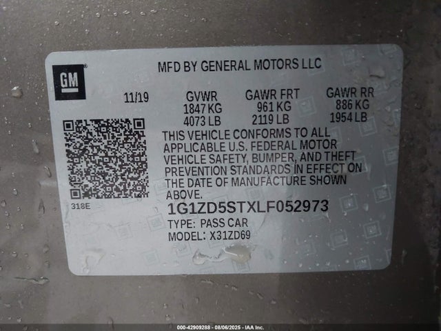 Chevrolet lfv - direct injection, variable valve timing, gen 1 2020 1G1ZD5STXLF052973 Image 9