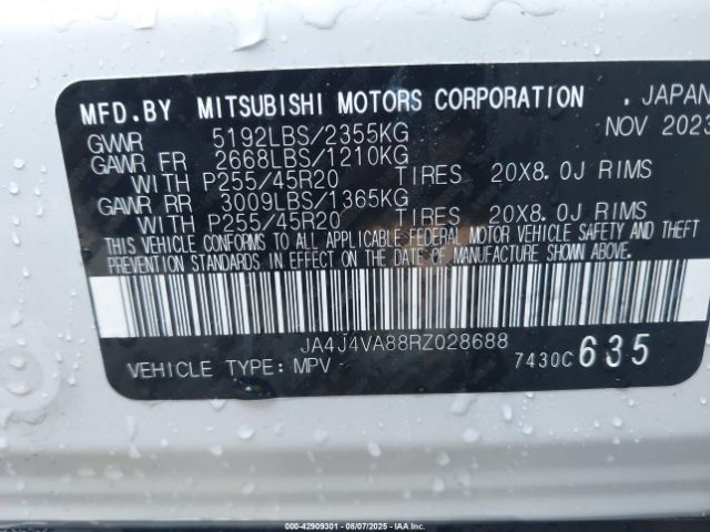 2024 MITSUBISHI OUTLANDER JA4J4VA88RZ028688 Photo 8