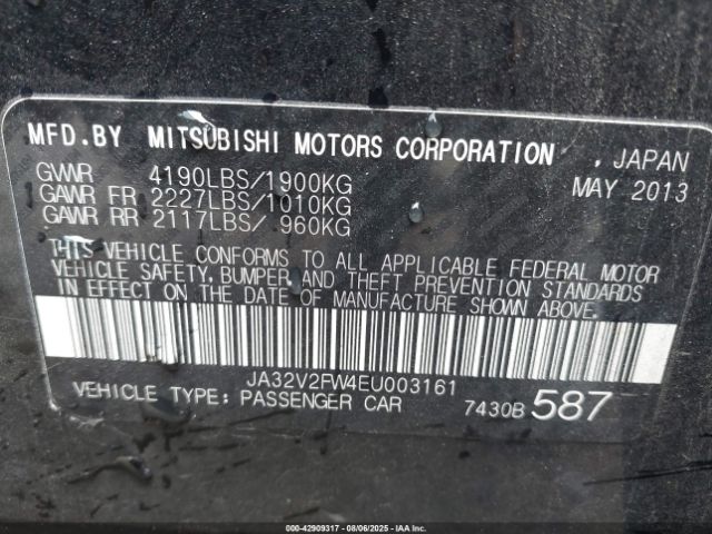 2014 MITSUBISHI LANCER JA32V2FW4EU003161 Photo 8