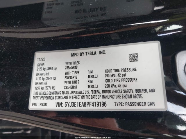 2023 TESLA MODEL 3 5YJ3E1EA8PF419196 Photo 8