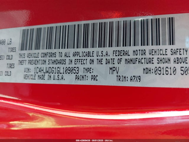 1C4HJWDG1GL109053 Jeep 2016