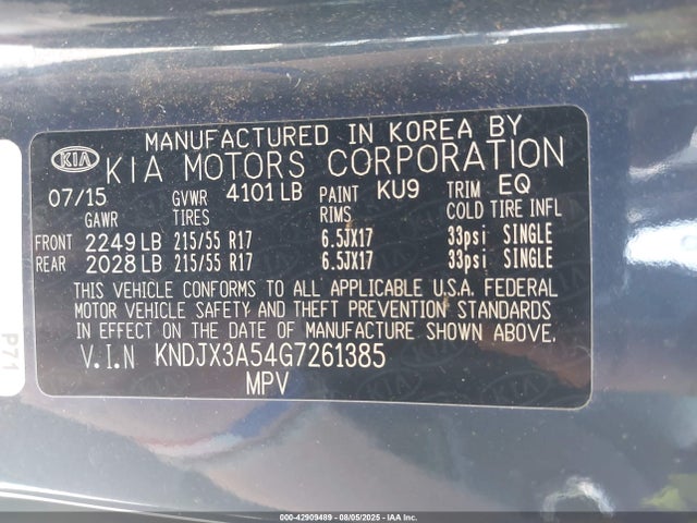 KNDJX3A54G7261385 KIA dohc gdi nu