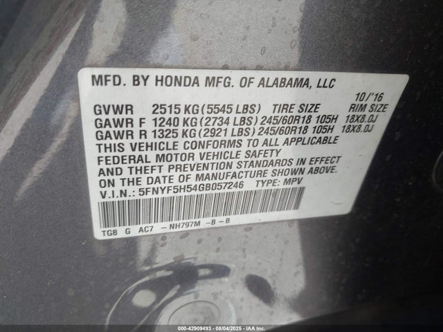 5FNYF5H54GB057246 Honda j35y6
