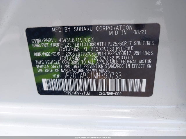 Subaru Crosstrek 2021 JF2GTABC1MH390733 Image 9
