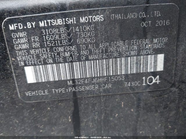 2017 MITSUBISHI MIRAGE G4 ML32F4FJ6HHF15053 Photo 8