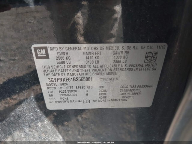 2011 CADILLAC SRX 3GYFNKE61BS565061 Photo 8