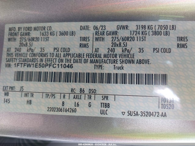 Ford 5.0l-4v 2023 1FTFW1E50PFC11046 Image 9