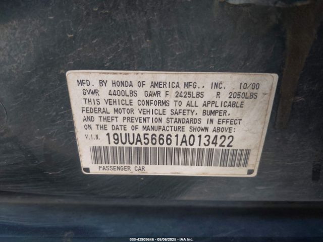 2001 ACURA TL 19UUA56661A013422 Photo 8