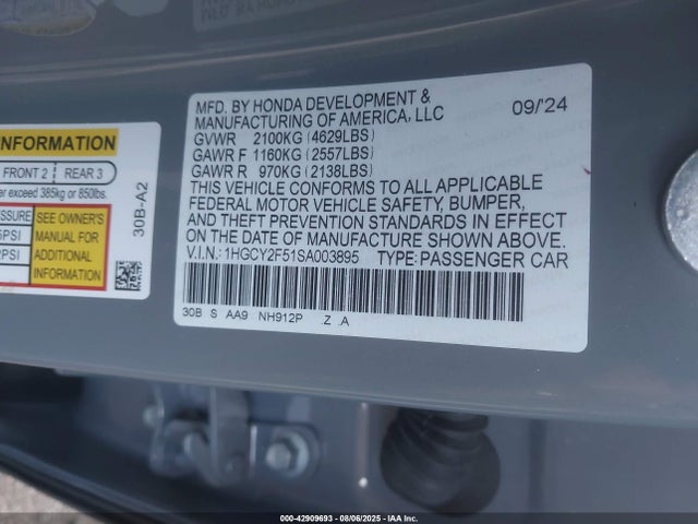 1HGCY2F51SA003895 Honda lfc5