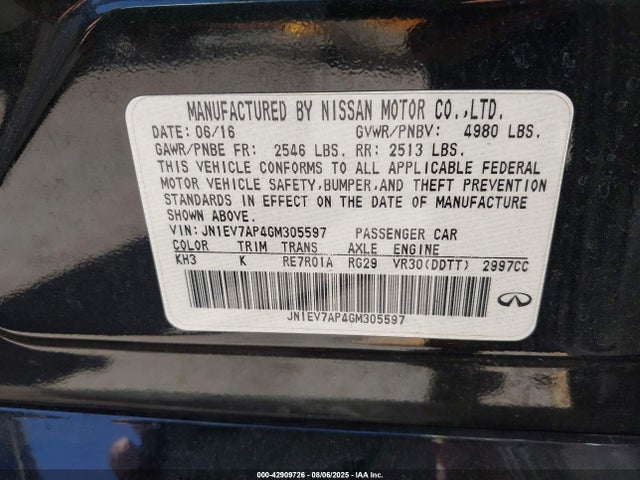 Infiniti Q50 2016 JN1EV7AP4GM305597 Image 9