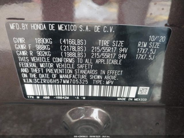 2021 HONDA HR-V 3CZRU6H57MM705325 Photo 8