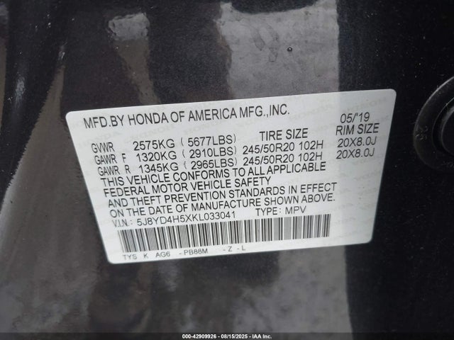 5J8YD4H5XKL033041 Acura j35y5