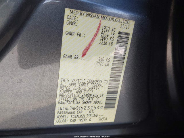 1N4AL3AP9EN251544 Nissan Altima