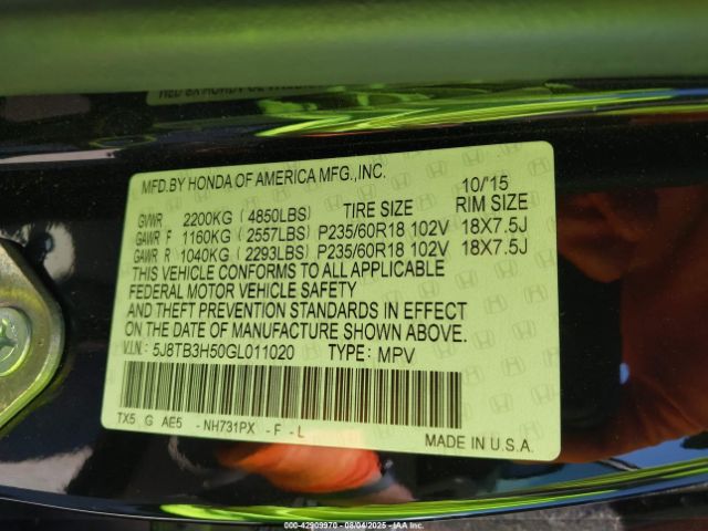 2016 ACURA RDX 5J8TB3H50GL011020 Photo 8