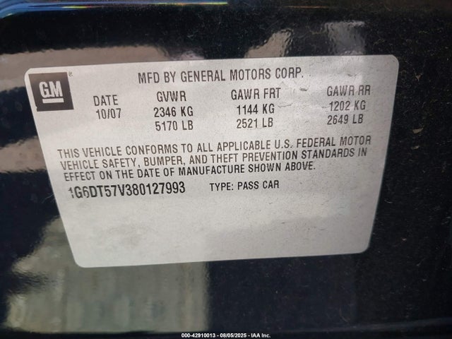 2008 CADILLAC CTS 1G6DT57V380127993 Photo 8
