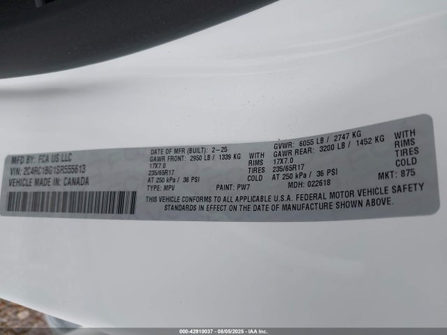 Chrysler Pacifica 2025 2C4RC1BG1SR555613 Image 9