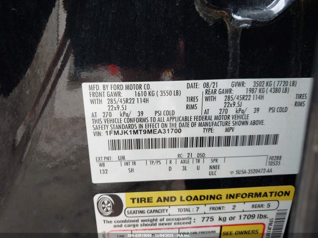 1FMJK1MT9MEA31700 Ford 3.5l gtdi
