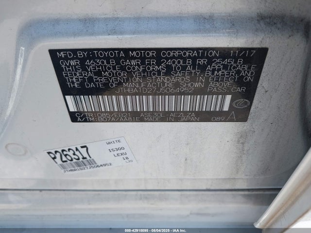 Lexus 8ar-fts 2018 JTHBA1D27J5064952 Image 9