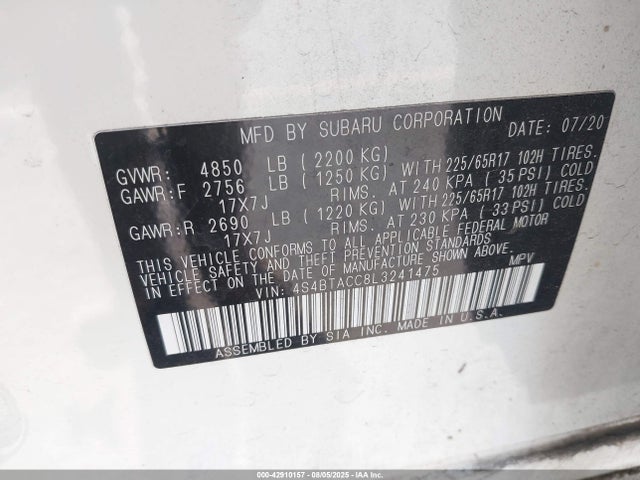 Subaru u5 2020 4S4BTACC8L3241475 Image 9