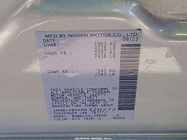 Nissan 2024 2024 1N4BL4BVXRN320772 Image 9