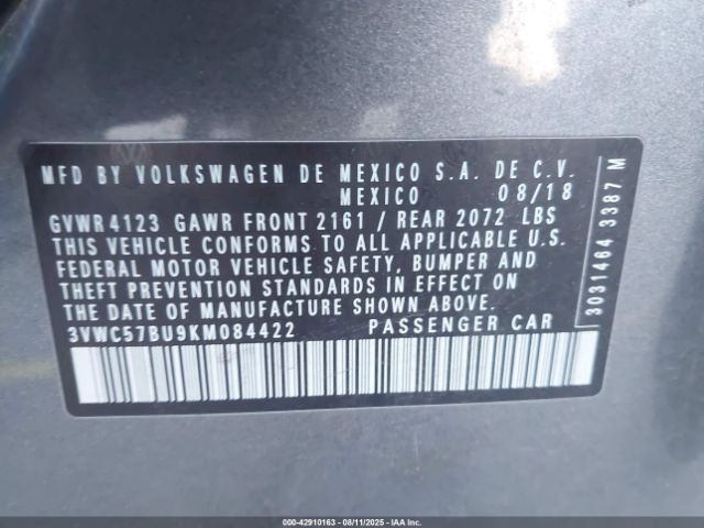 2019 VOLKSWAGEN JETTA 3VWC57BU9KM084422 Photo 8