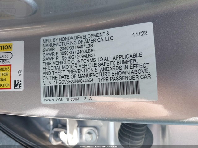 Honda lfb2 2022 1HGCV3F23NA044554 Image 9