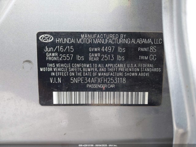 5NPE34AFXFH253118 Hyundai dohc gdi theta-ii