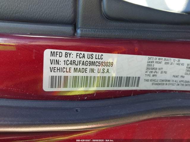 1C4RJFAG9MC593039 Jeep Grand Cherokee
