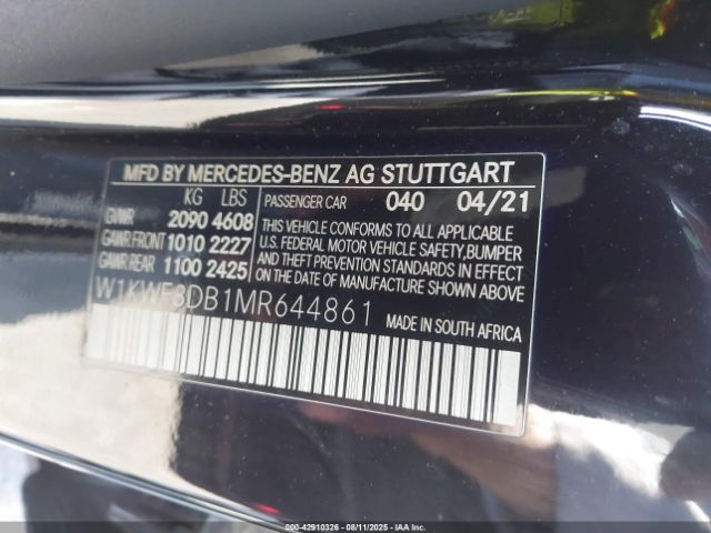 2021 MERCEDES-BENZ C 300 W1KWF8DB1MR644861 Photo 8