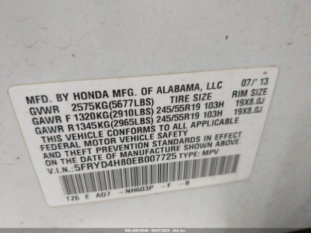 2014 ACURA MDX 5FRYD4H80EB007725 Photo 8