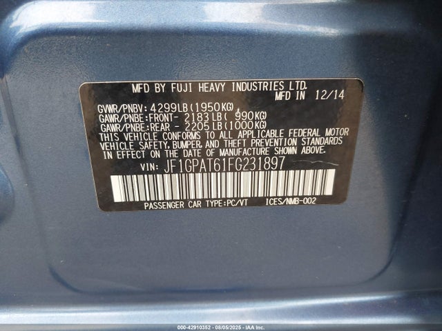 Subaru 2.0l na 2015 JF1GPAT61FG231897 Image 9