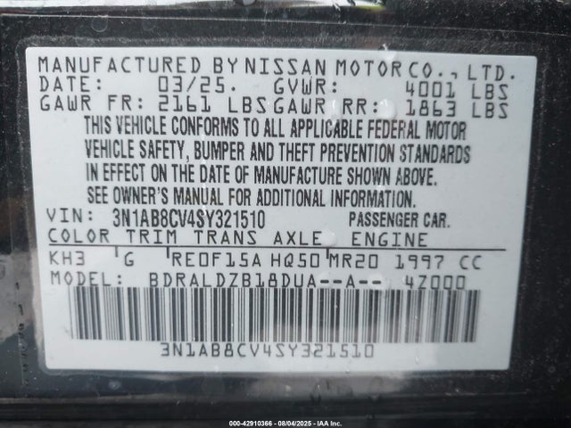 Nissan 2025 2025 3N1AB8CV4SY321510 Image 9