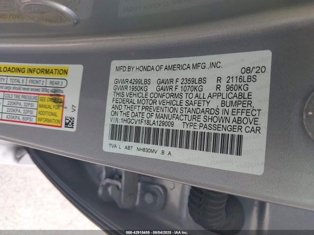 1HGCV1F18LA129009 Honda l15be