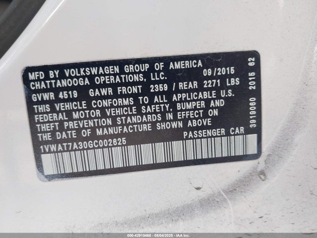 1VWAT7A30GC002625 Volkswagen 1.8t