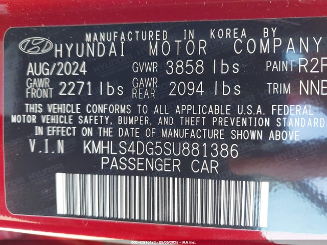KMHLS4DG5SU881386 Hyundai mpi nu pe