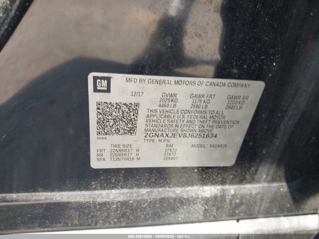 2GNAXJEV8J6251634 Chevrolet lyx - direct injection, vvt, fgt, turbo, alum, gen1