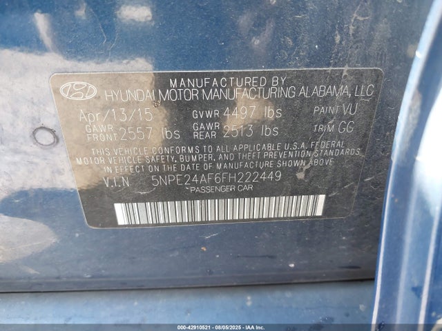 5NPE24AF6FH222449 Hyundai dohc gdi theta-ii