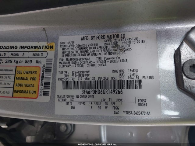 Ford 2016 2016 3FA6P0HD6GR149266 Image 9