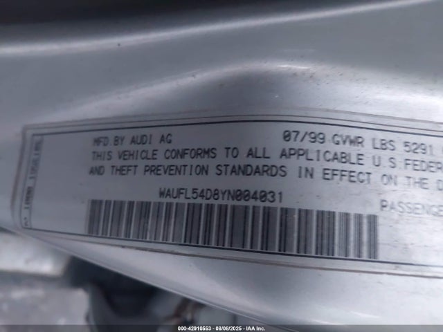 2000 AUDI A8 WAUFL54D8YN004031 Photo 8
