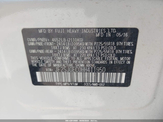 Subaru u4 2017 JF2SJGEC0HH411950 Image 9