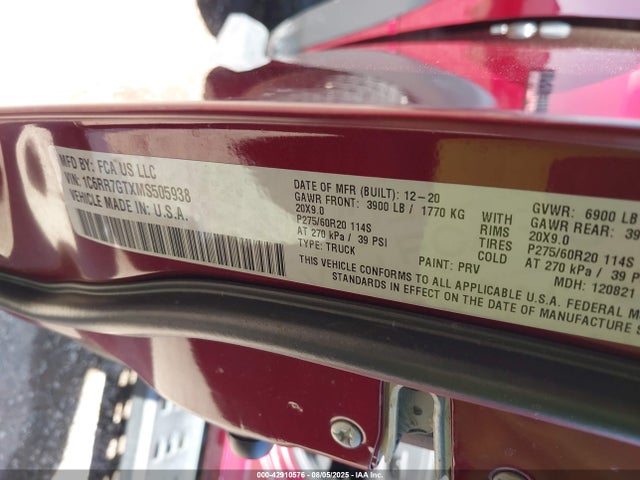 1C6RR7GTXMS505938 RAM 1500