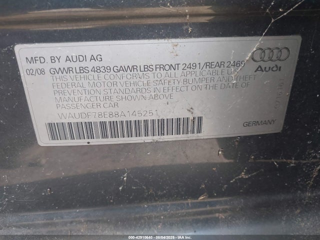 2008 AUDI A4 WAUDF78E88A145251 Photo 8