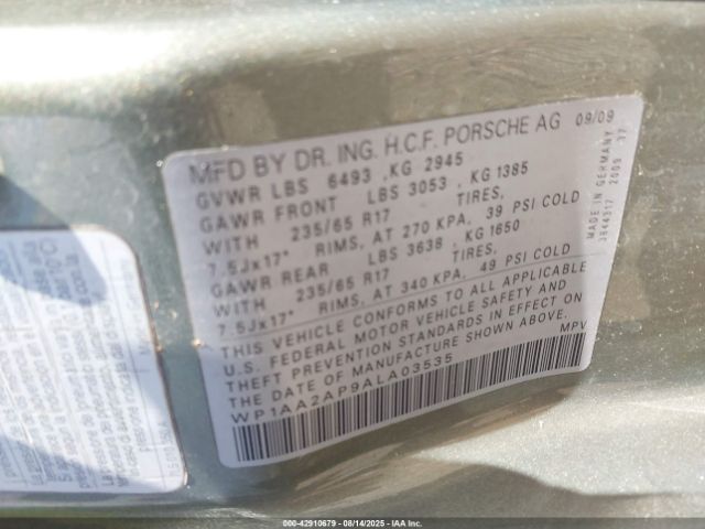 2010 PORSCHE CAYENNE WP1AA2AP9ALA03535 Photo 8