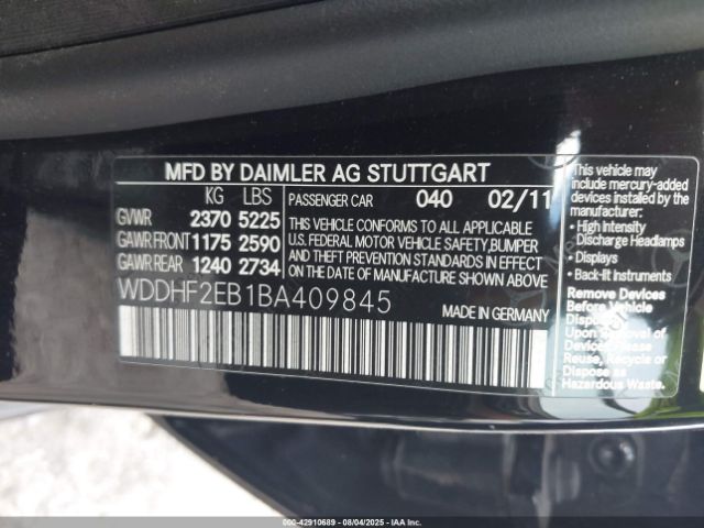 2011 MERCEDES-BENZ E 350 BLUETEC WDDHF2EB1BA409845 Photo 8