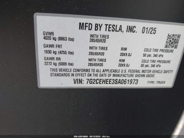 2025 TESLA CYBERTRUCK 7G2CEHEE3SA061973 Photo 8