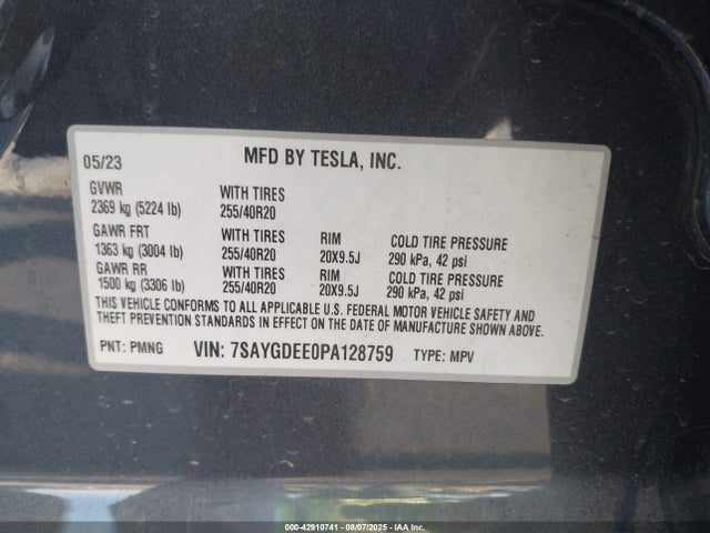 2023 TESLA MODEL Y 7SAYGDEE0PA128759 Photo 8