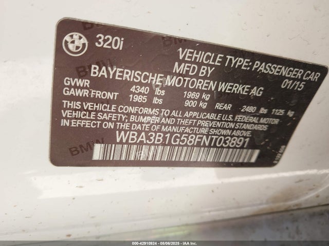 BMW 2015 2015 WBA3B1G58FNT03891 Image 9