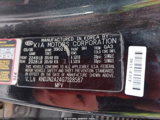 KIA gdi gamma 2016 KNDJN2A24G7328587 Image 9