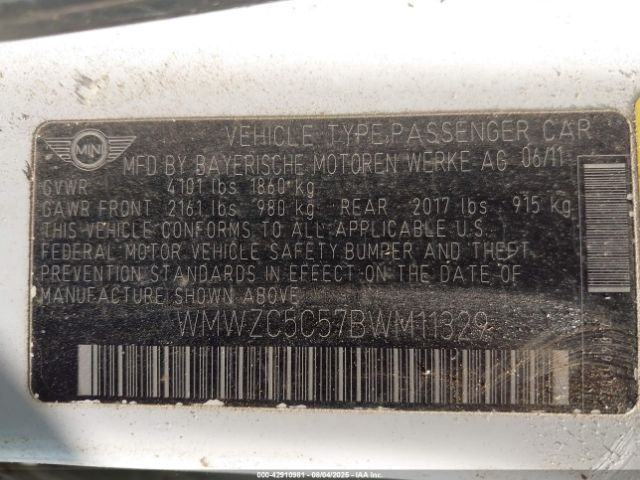 2011 MINI COOPER S COUNTRYMAN WMWZC5C57BWM11329 Photo 8