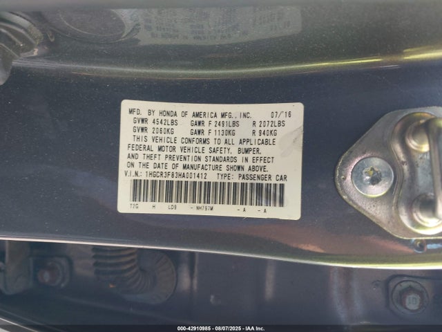 1HGCR3F83HA001412 Honda j35y1